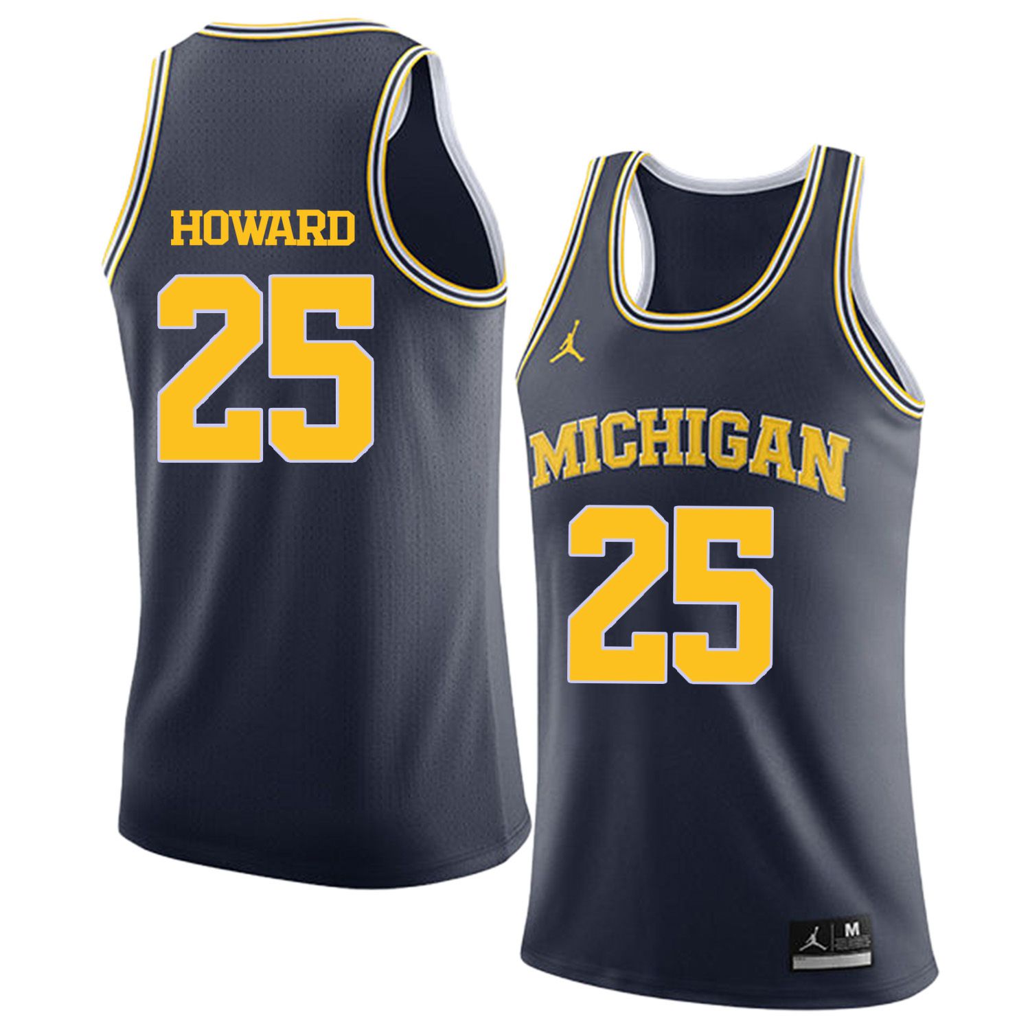 Men Jordan University of Michigan Basketball Navy 25 Howard Customized NCAA Jerseys